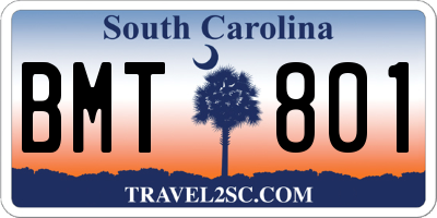 SC license plate BMT801