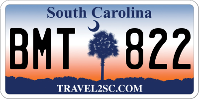 SC license plate BMT822