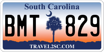 SC license plate BMT829