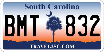 SC license plate BMT832