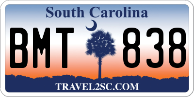 SC license plate BMT838