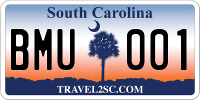 SC license plate BMU001