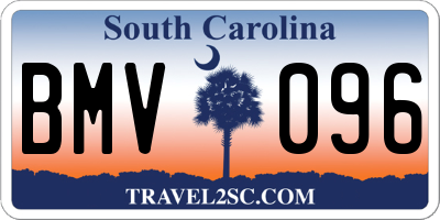 SC license plate BMV096