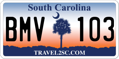 SC license plate BMV103