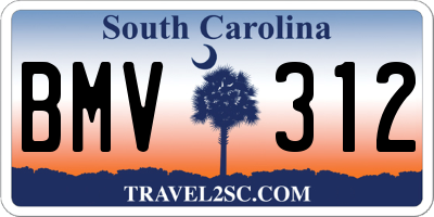 SC license plate BMV312