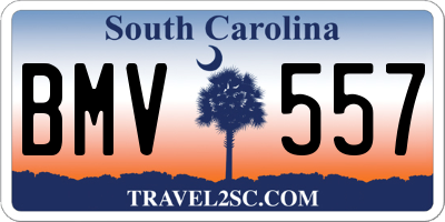 SC license plate BMV557