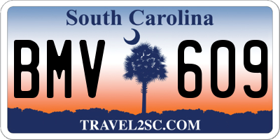 SC license plate BMV609