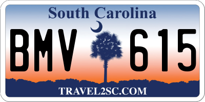 SC license plate BMV615