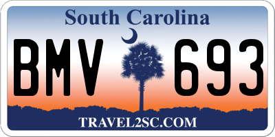 SC license plate BMV693