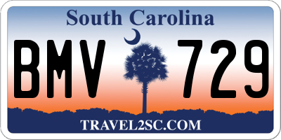 SC license plate BMV729