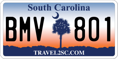 SC license plate BMV801