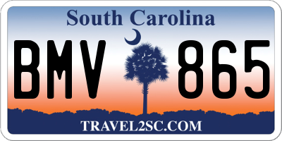 SC license plate BMV865
