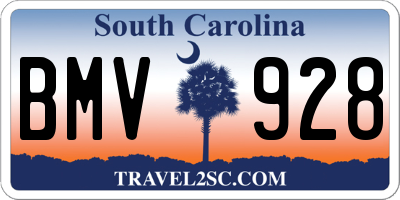 SC license plate BMV928
