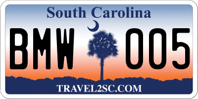 SC license plate BMW005