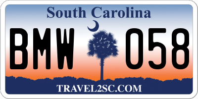 SC license plate BMW058