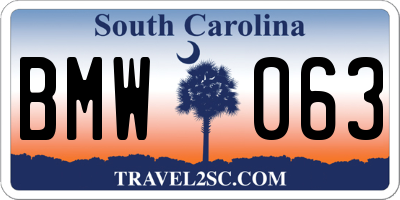 SC license plate BMW063