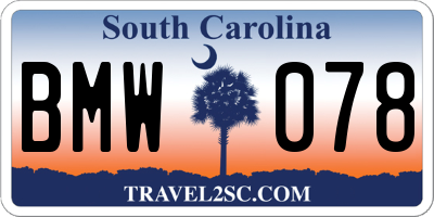 SC license plate BMW078