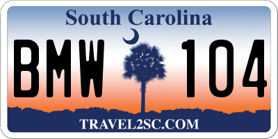 SC license plate BMW104