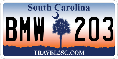 SC license plate BMW203