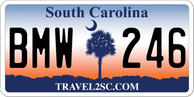 SC license plate BMW246