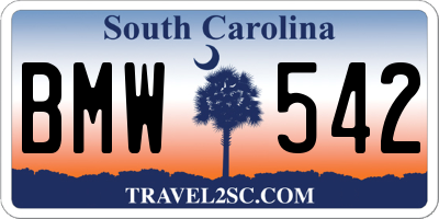 SC license plate BMW542