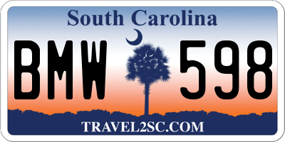 SC license plate BMW598