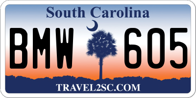 SC license plate BMW605