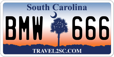 SC license plate BMW666