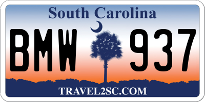 SC license plate BMW937