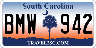 SC license plate BMW942