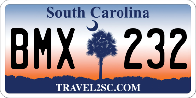 SC license plate BMX232