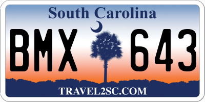 SC license plate BMX643
