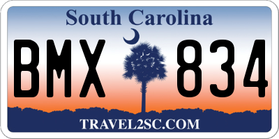 SC license plate BMX834