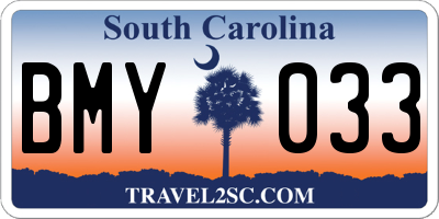 SC license plate BMY033
