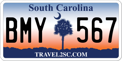 SC license plate BMY567
