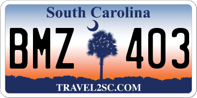 SC license plate BMZ403