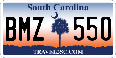 SC license plate BMZ550