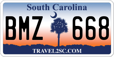 SC license plate BMZ668