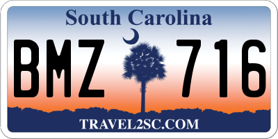 SC license plate BMZ716