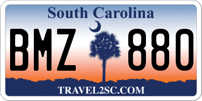 SC license plate BMZ880