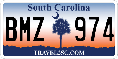 SC license plate BMZ974