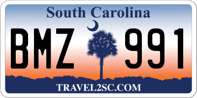 SC license plate BMZ991