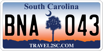 SC license plate BNA043
