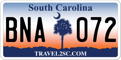 SC license plate BNA072
