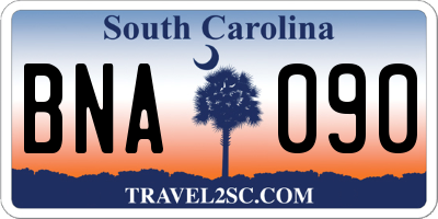 SC license plate BNA090