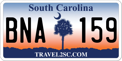 SC license plate BNA159