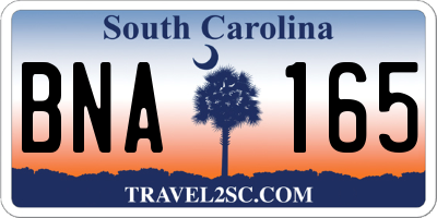SC license plate BNA165