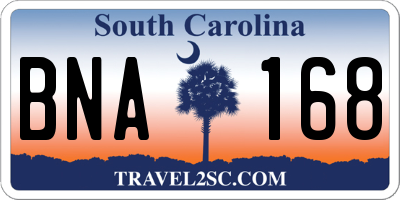 SC license plate BNA168