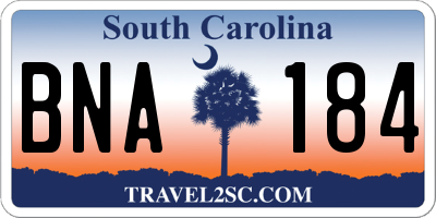 SC license plate BNA184