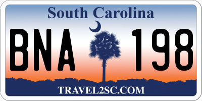 SC license plate BNA198
